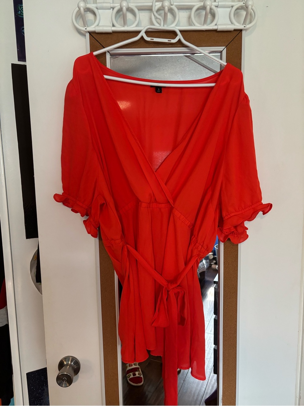 Torrid- Bright Orange Blouse with Removable Tie at the waist